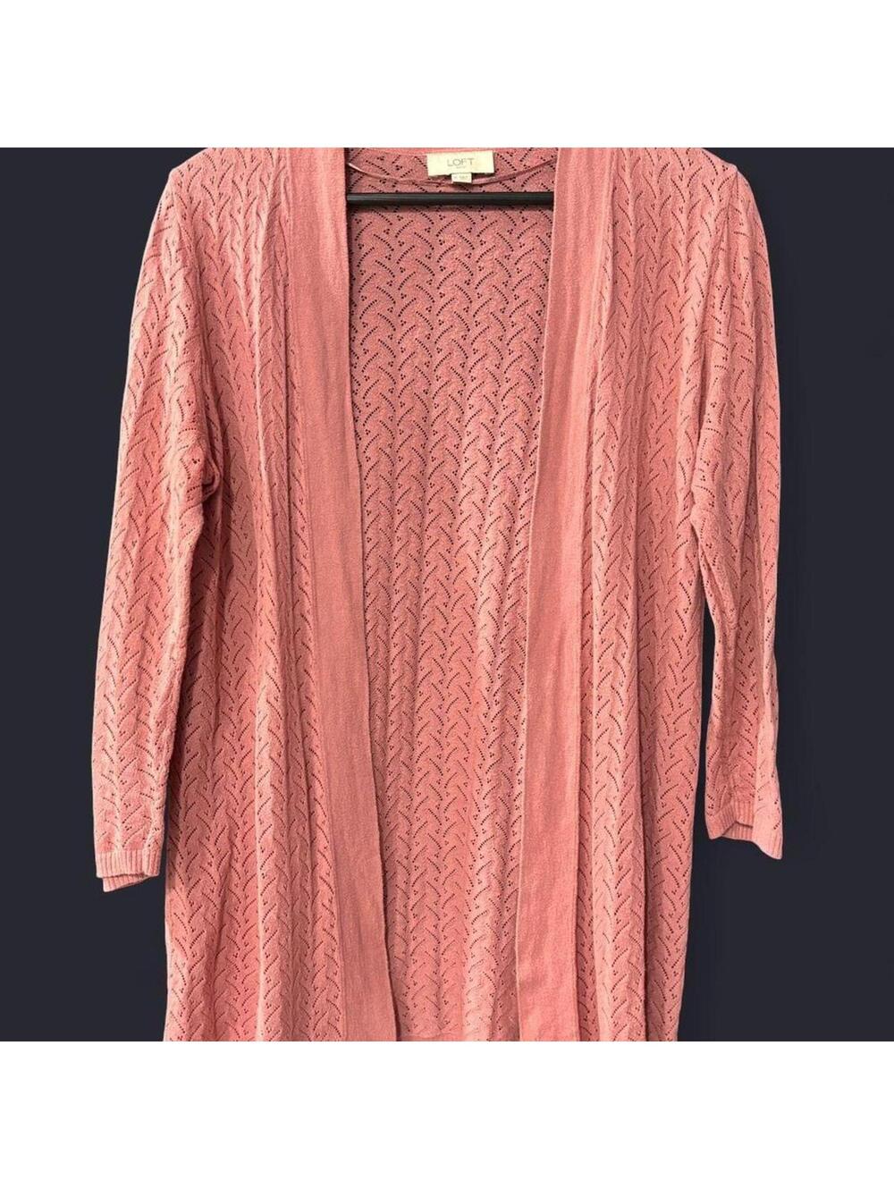 LOFT dusty pink open-front knit cardigan | lightweight layering piece